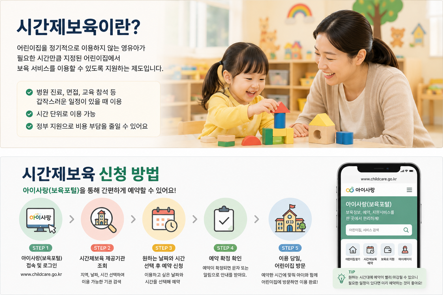 아이사랑을 통한 시간제보육 신청 절차
