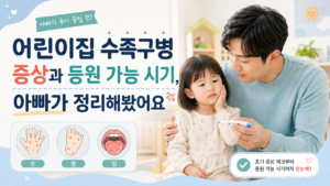 어린이집 수족구병 증상과 등원 가능 시기, 아빠가 정리해봤어요