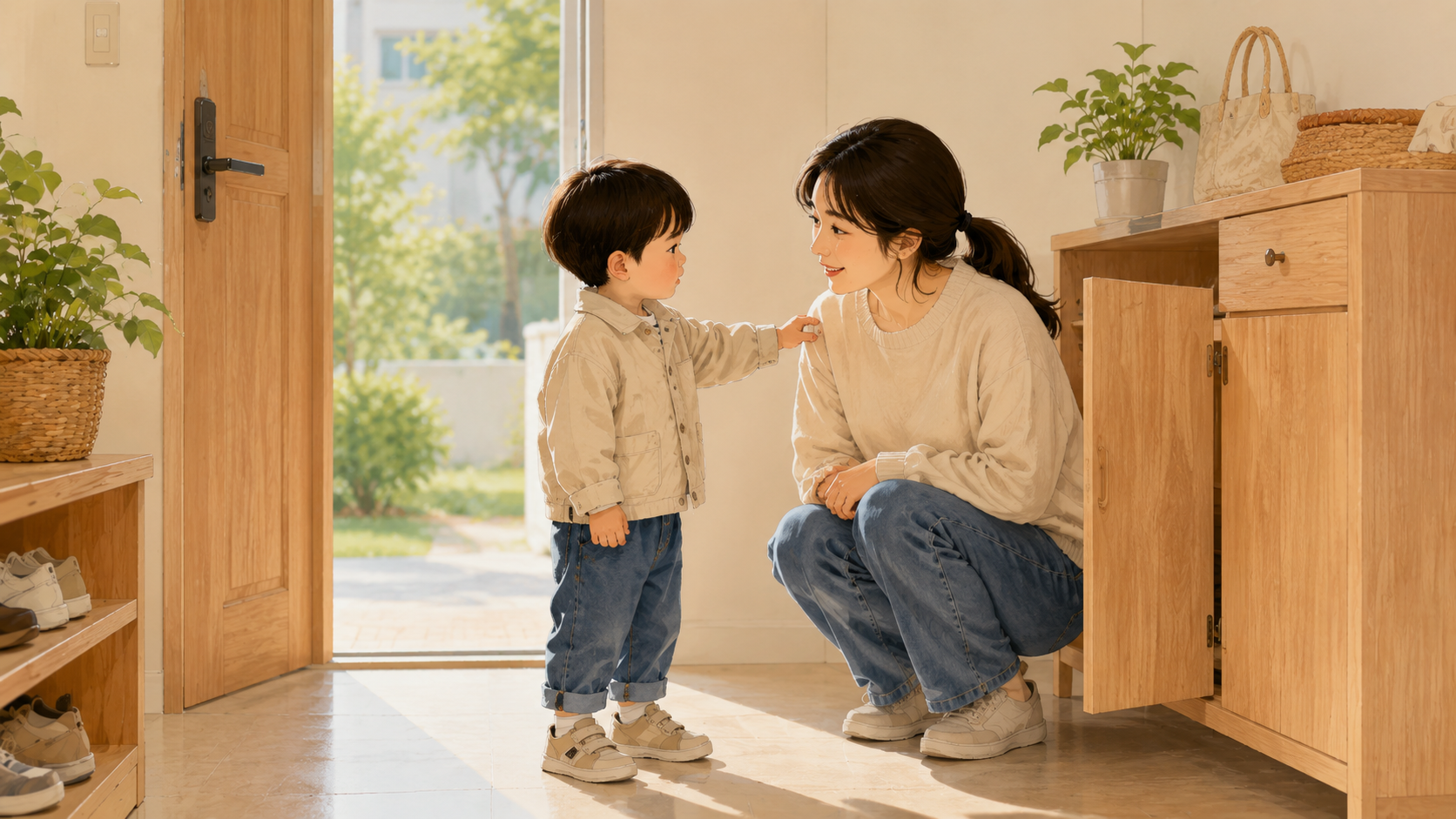 자기가 하려던 일을 부모가 먼저 해버려 속상해하는 3세 아이