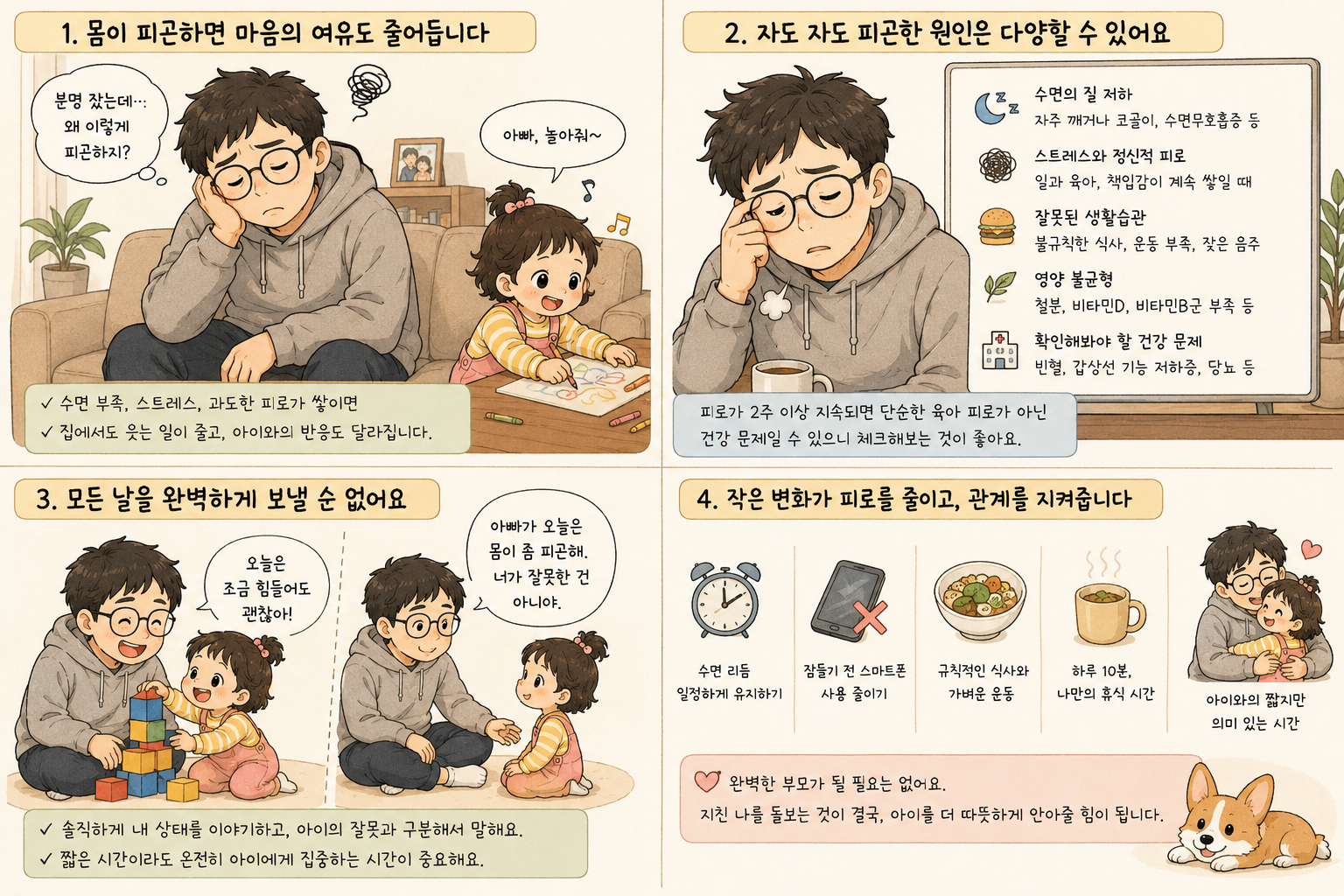 자도 자도 피곤한 40대 부모가 살펴볼 피로 원인과 생활 습관