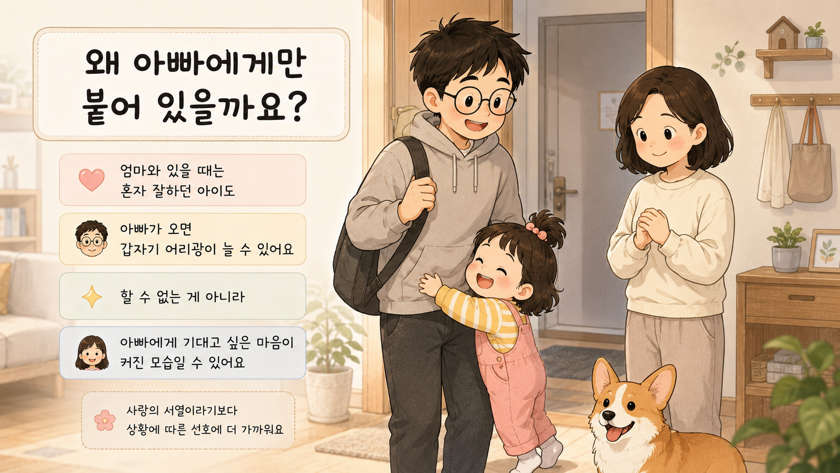 아빠를 찾는 아이의 마음을 받아주면서 스스로 해볼 기회를 주는 방법